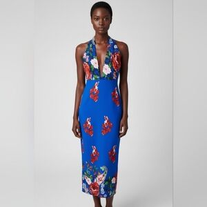 Vibrant Floral Halter Midi Dress